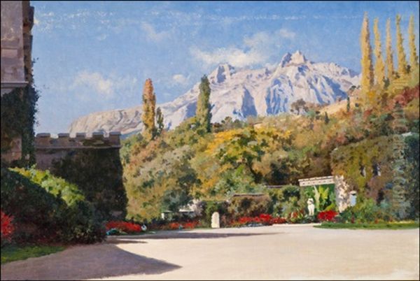 Mountainview From The Park Oil Painting by Iosif Evstafevich Krachkovsky