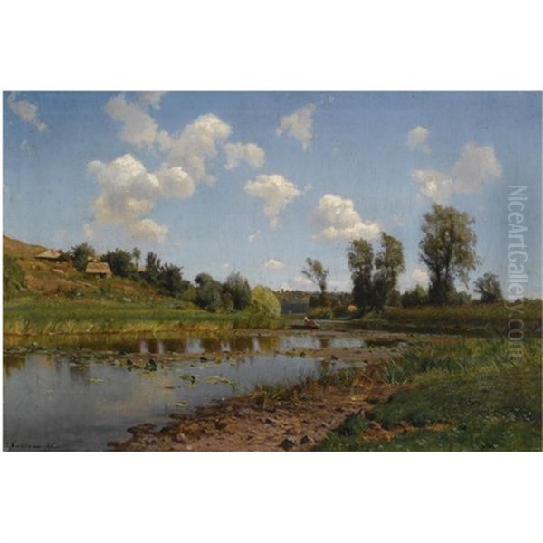 View Near Lubni, Ukraine Oil Painting by Iosif Evstafevich Krachkovsky