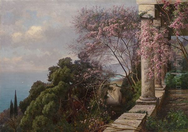 Spring In The Crimea Massandra Oil Painting by Iosif Evstafevich Krachkovsky