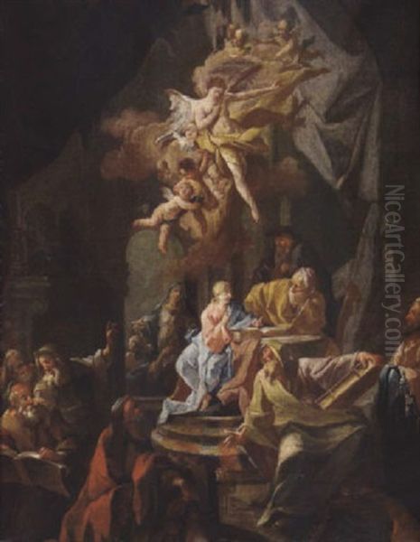 Der Zwolfjahrige Jesus Unter Den Schriftgelehrten Oil Painting by Johann Lucas Kracker