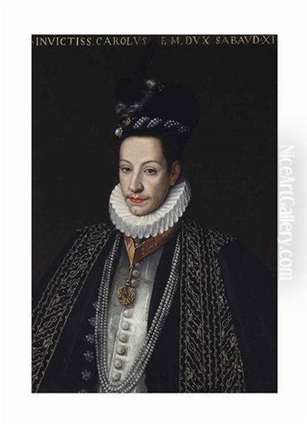 Portrait Of Charles Emmanuel I, 11th Duke Of Savoy (1562-1630), Half-length Oil Painting by Jan Kraek