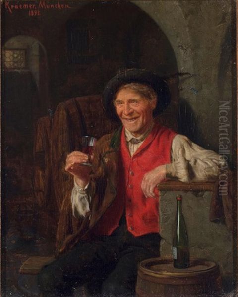 A Glass Of Wine Oil Painting by Peter Kraemer the Younger