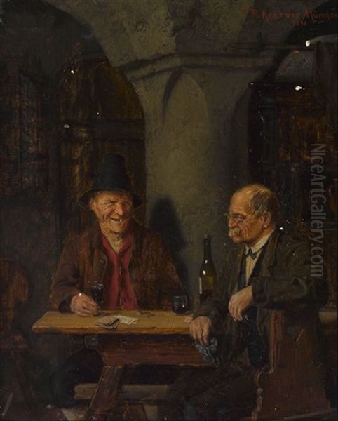 Am Wirtshaustisch Oil Painting by Peter Kraemer the Younger