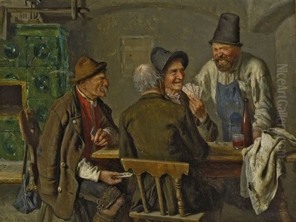 Bauern Beim Kartenspiel Oil Painting by Peter Kraemer the Younger