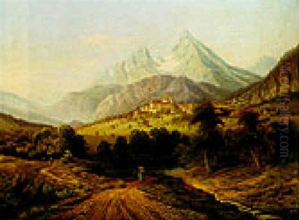 Blick Auf Berchtesgaden Mit Dem Watzmann Oil Painting by Hermann Kraemer