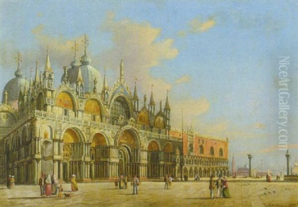 Ansicht Von San Marco Und Dogenpalast In Venedig Oil Painting by Charles Kraer