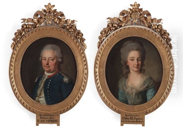 Fredrik Adolf Ulrik Sparre Of Rossvik (1746-1812) & Ebba Margareta Sparre, Born De Geer Of Leufsta (1756-1814) Oil Painting by Per Krafft the Elder