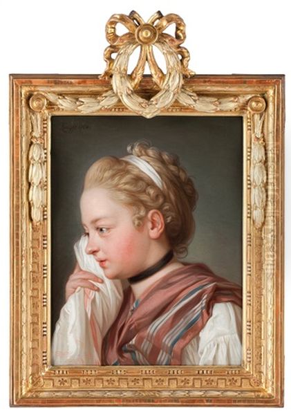 Young Lady Who Wipes A Tear Oil Painting by Per Krafft the Elder