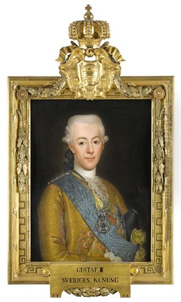 Portratt Av Gustav Iii - Sveriges Konung - Midjebild (after Alexander Roslin) Oil Painting by Per Krafft the Elder