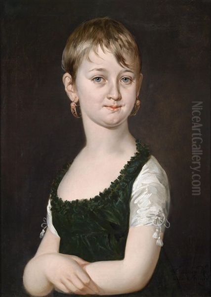 Bildnis Eines Jungen Madchens, Traditionell Identifiziert Als Eine Prinzessin Zu Lowensteinwertheim Oil Painting by Barbara Steiner Krafft