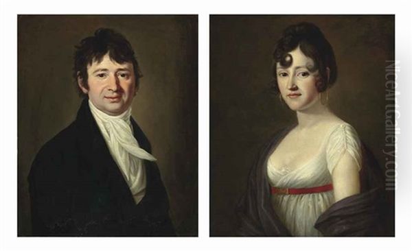 Portrait Of Alexandre Pazzani (+ A Portrait Of Magdalena Pazzani, His Wife; Pair) by Barbara Steiner Krafft