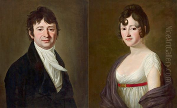 Bildnis Des Herrn Alexander Pazzani (+ Bildnis Seiner Ehefrau Christine Magdalena Geb. Derner; Pair) Oil Painting by Barbara Steiner Krafft