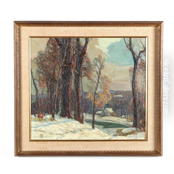 Winter Landscape Oil Painting by Carl Rudolph Krafft