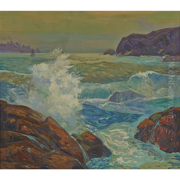 Seascape Oil Painting by Carl Rudolph Krafft