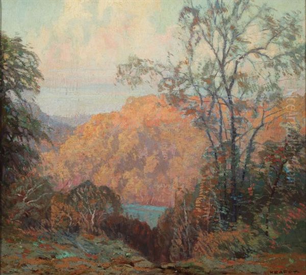 Cliffs Oil Painting by Carl Rudolph Krafft