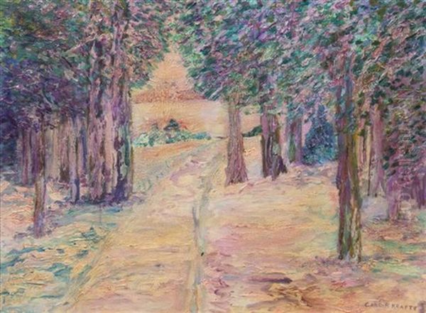 Forest Path Oil Painting by Carl Rudolph Krafft