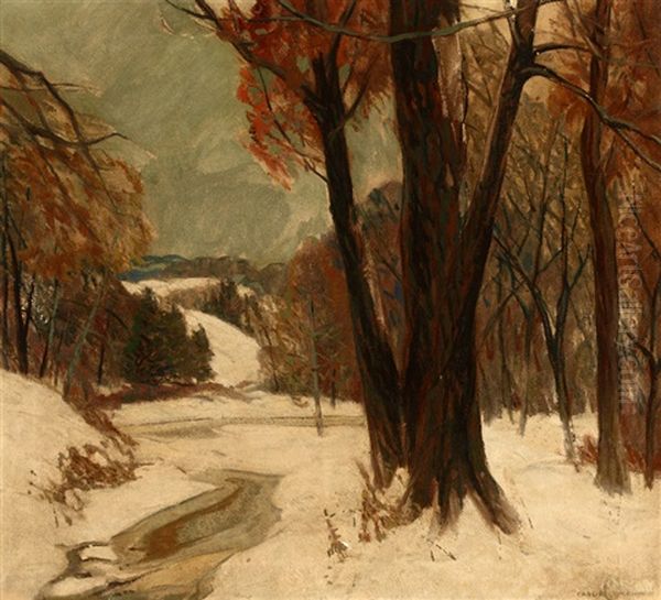 Winter Landscape Oil Painting by Carl Rudolph Krafft