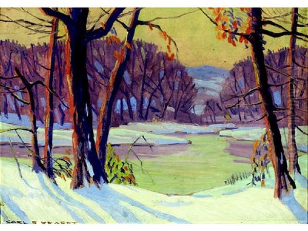 Winter Sun Oil Painting by Carl Rudolph Krafft