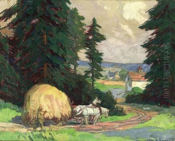 The Hay Wagon Oil Painting by Carl Rudolph Krafft