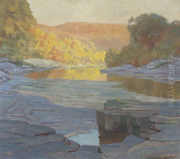 Meandering River, Ozark Mountains Oil Painting by Carl Rudolph Krafft