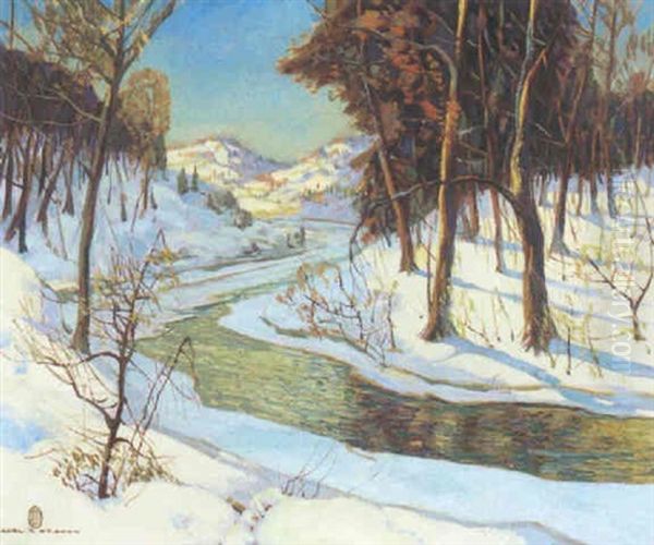 Winter Sunlight Oil Painting by Carl Rudolph Krafft