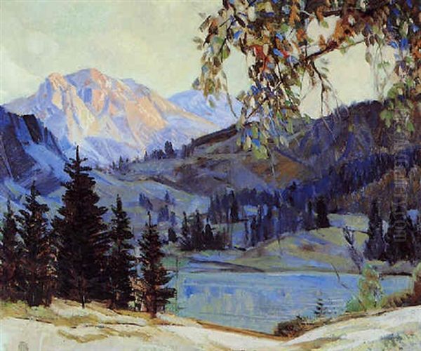 Mountain Landscape Oil Painting by Carl Rudolph Krafft