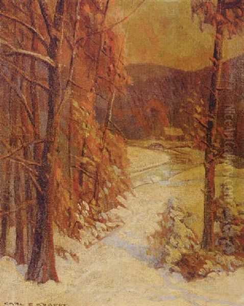 Winter Landscape Oil Painting by Carl Rudolph Krafft