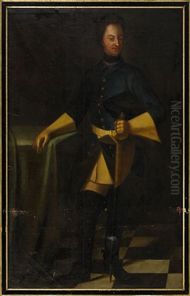 Portratt Av Karl Xii (1682-1718) Oil Painting by David von Krafft