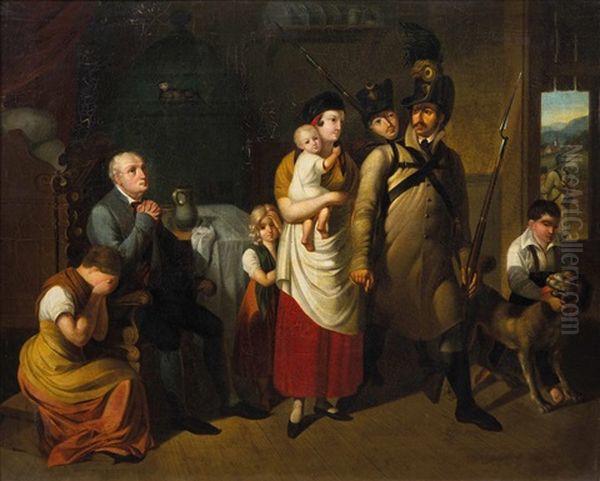 Der Abschied Des Landwehrmannes Oil Painting by Johann-Peter Krafft