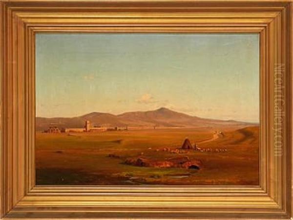 Calm Afternoon On The Roman Campagna Oil Painting by Frederik-Carl-Julius Kraft