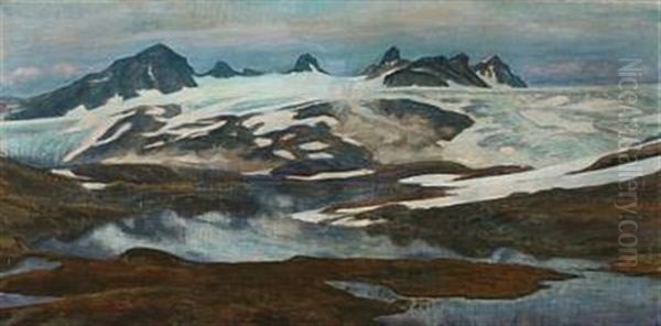 Winter Landscape From Jotunheimen, Norway Oil Painting by Johannes Kragh