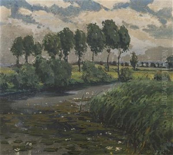 Landscape With A River Oil Painting by Josef Kral