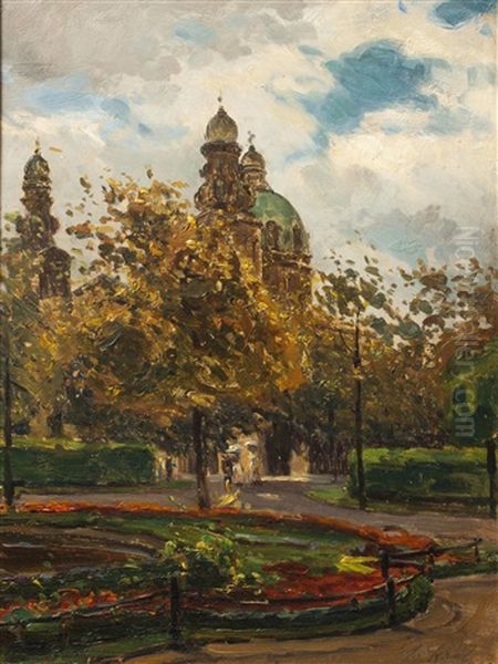 Die Theatinerkirche In Munchen Oil Painting by Josef Kral