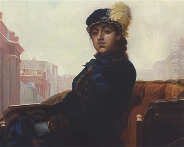 Junge Dame In Der Kutsche Oil Painting by Ivan Nikolaevich Kramskoy