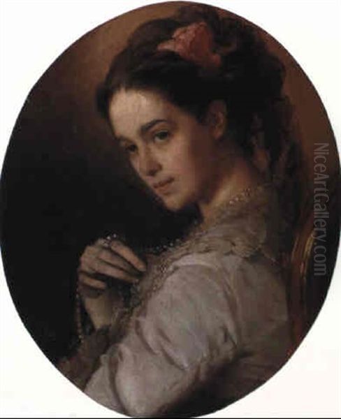 Portrait Of Madame A. Suvorina Oil Painting by Ivan Nikolaevich Kramskoy