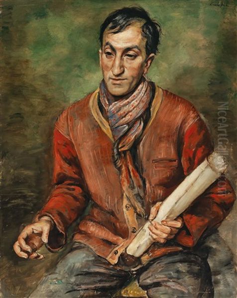 Gentleman In A Red Jacket Oil Painting by Romain Kramstyk