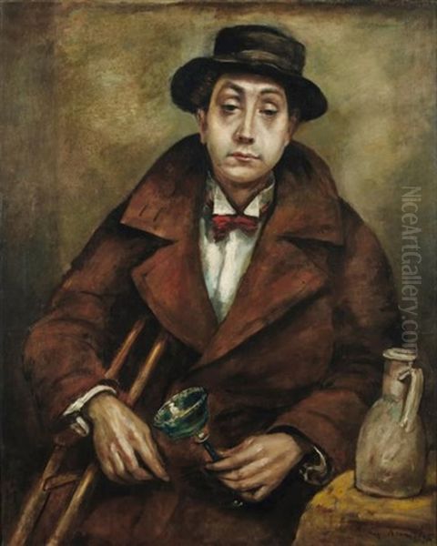 Portrait D'homme Au Verre Oil Painting by Roman Kramsztyk