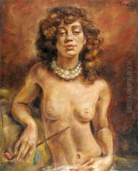 Female Nude Oil Painting by Roman Kramsztyk