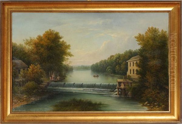 Speedwell Lake Dam Oil Painting by Edward Kranich