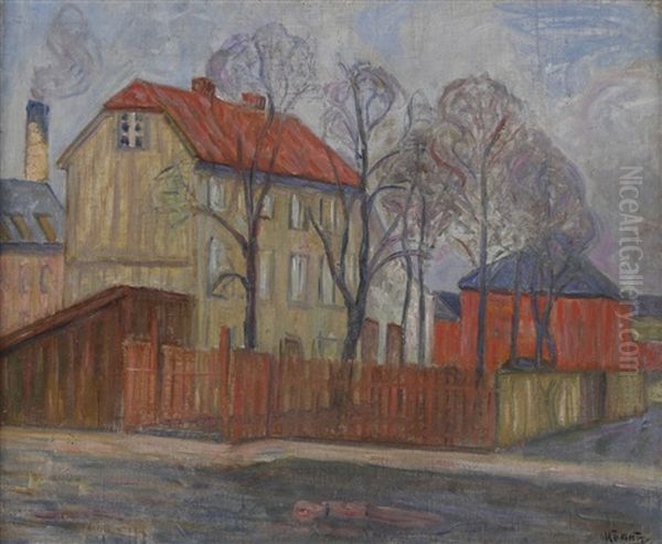 April- Fra Kristiania (kampen) Oil Painting by Nils Krantz