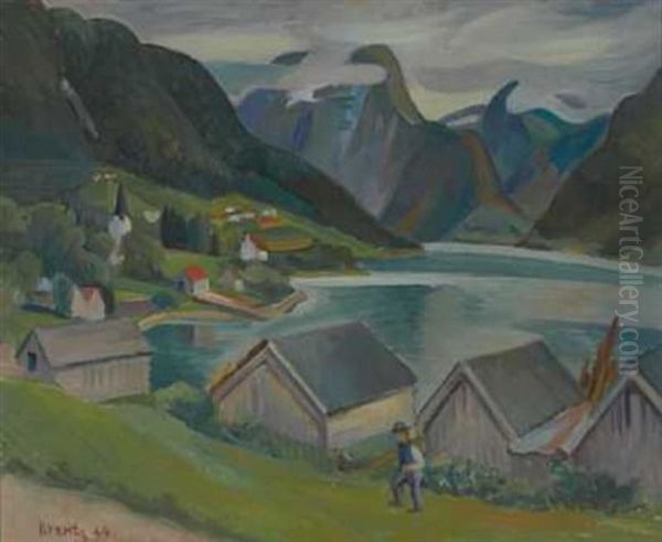 Fra Breim Norfj Oil Painting by Nils Krantz