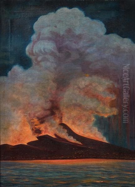 L'eruption Du Vesuve En Avril 1872 Oil Painting by Wilhelm Kranz