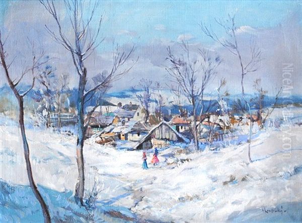 Winter Oil Painting by Marcel Krasicky