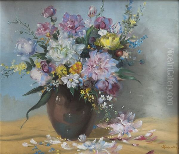 Still Life With Flowers Oil Painting by Marcel Krasicky