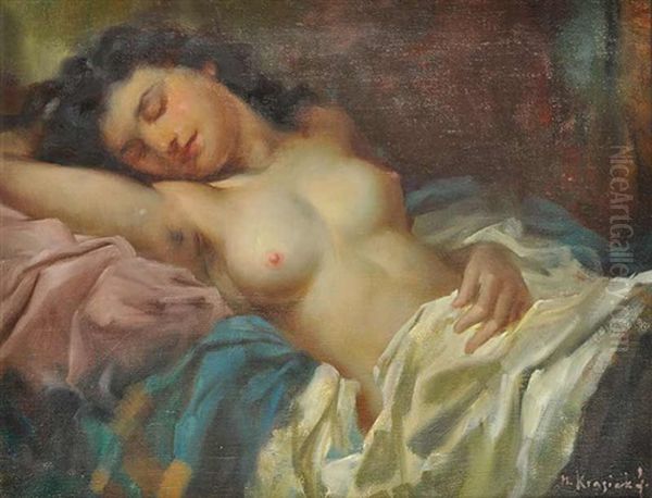 A Semi-nude Oil Painting by Marcel Krasicky