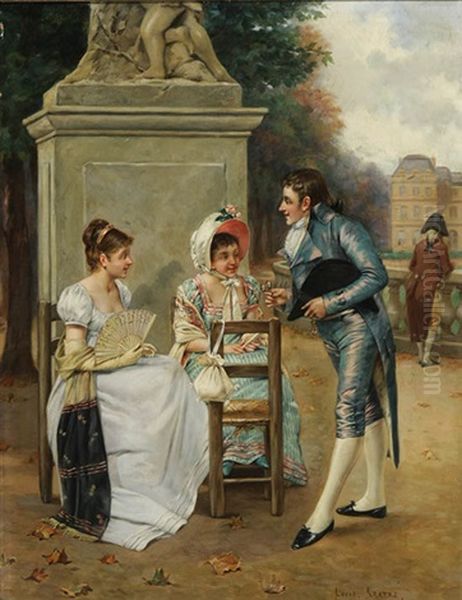 The Courtship Oil Painting by Charles Louis Kratke