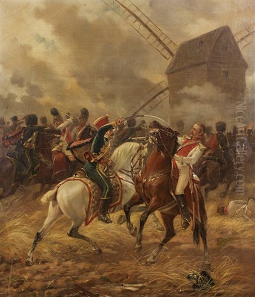 La Bataille De Valmy Oil Painting by Charles Louis Kratke