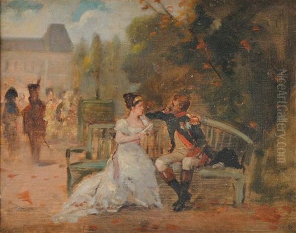 Napoleon 1er Et Josephine Dans Les Jardins De La Malmaison Oil Painting by Charles Louis Kratke