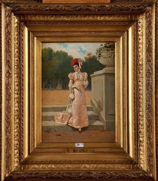 Elegante Au Parc Oil Painting by Charles Louis Kratke