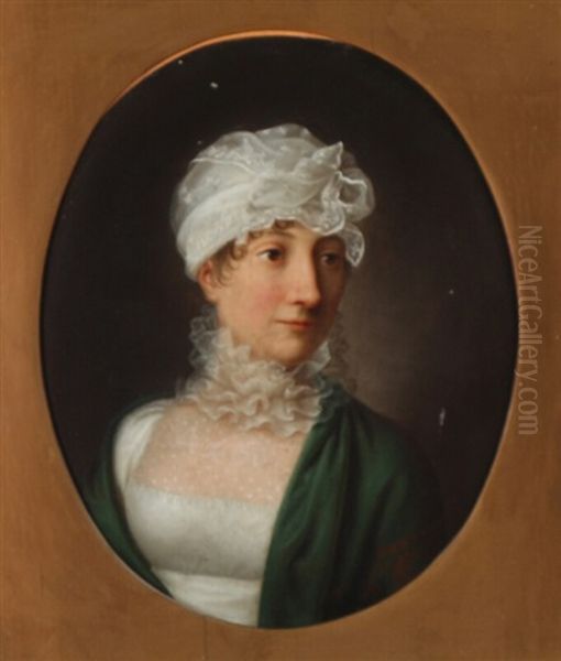 Portrait Of Charlotte Christine Rothe, Nee Muller (1773-1814) Oil Painting by Christian Gottlieb Kratzenstein-Stub